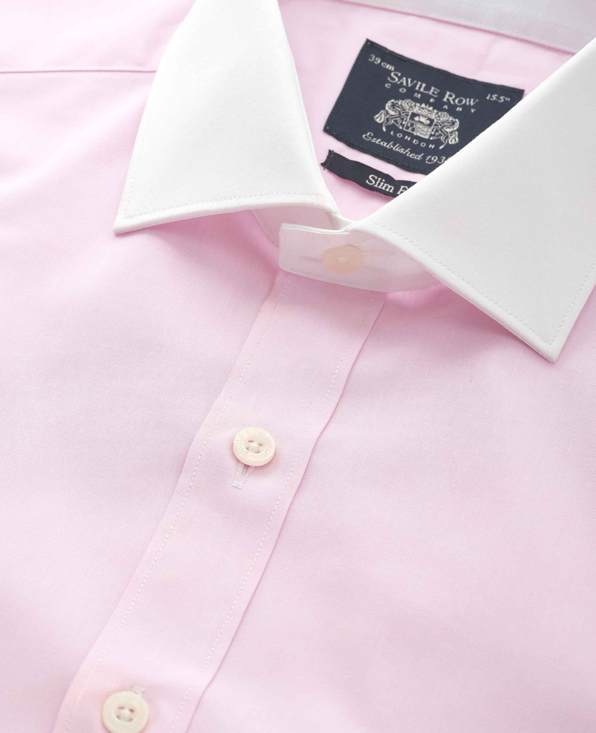 Men's Pink Slim Fit Cotton Poplin Winchester Shirt - Double Cuff collar detail