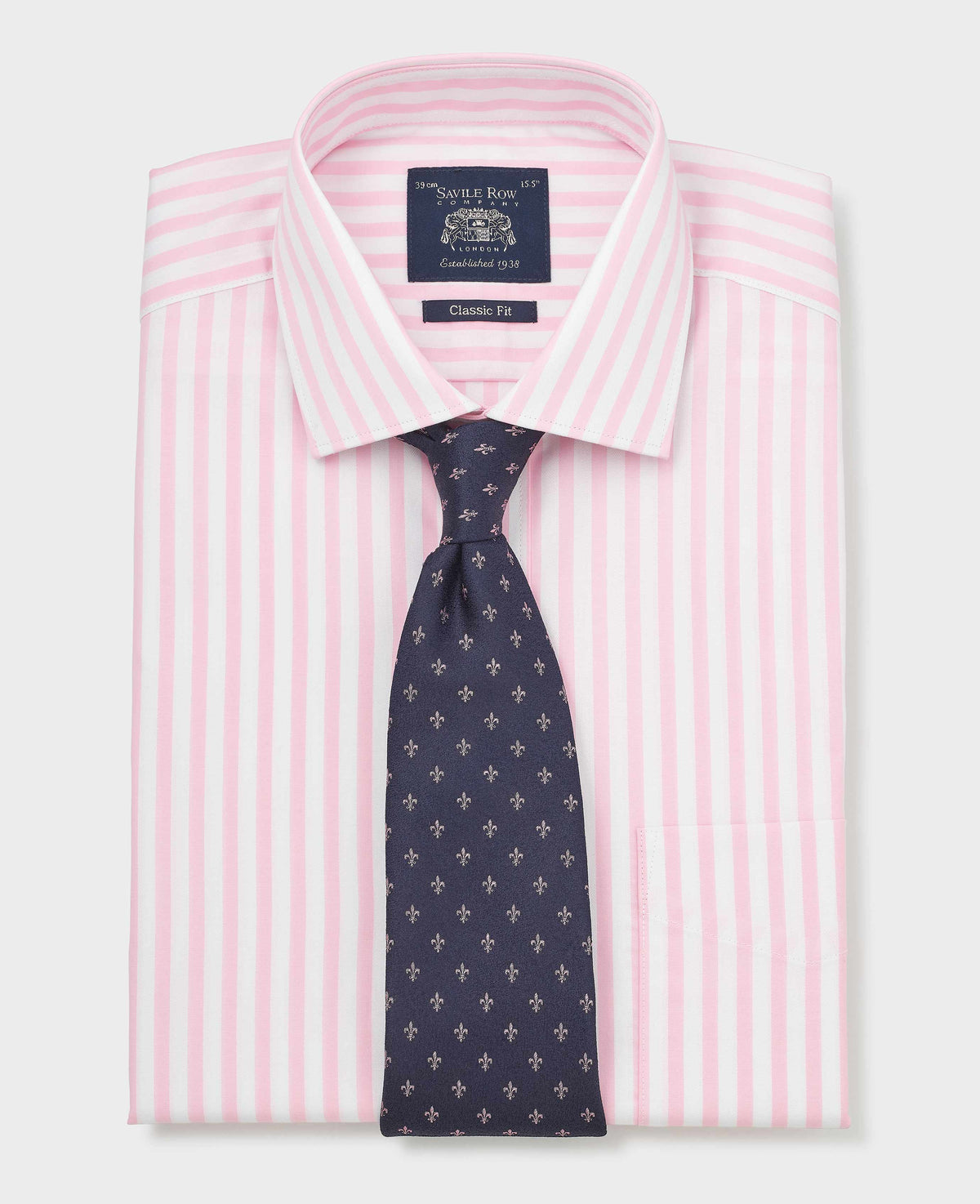 Pink Stripe Cotton Poplin Classic Fit Formal Shirt - Single Cuff