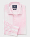 Pink Stripe Cotton Poplin Classic Fit Formal Shirt - Single Cuff