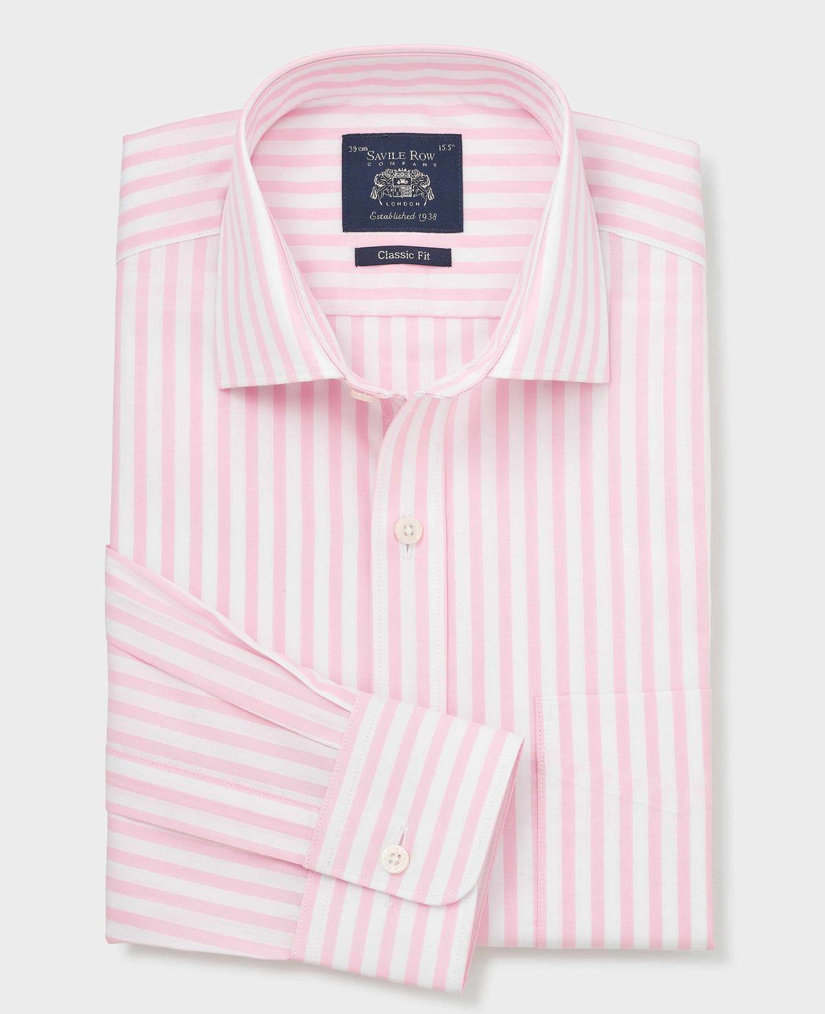 Pink Stripe Cotton Poplin Classic Fit Formal Shirt - Single Cuff
