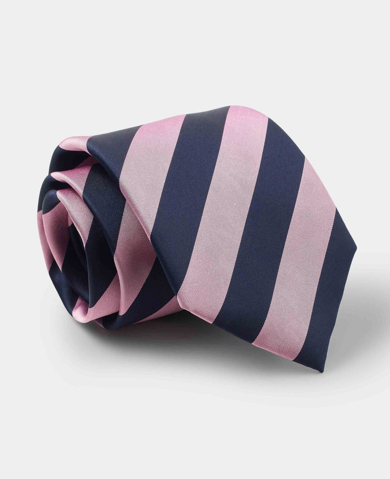 Men's Pink Stripe Silk Tie rolled up