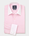 Pink Textured Cotton Puppytooth Classic Fit Winchester Formal Shirt - Double Cuff