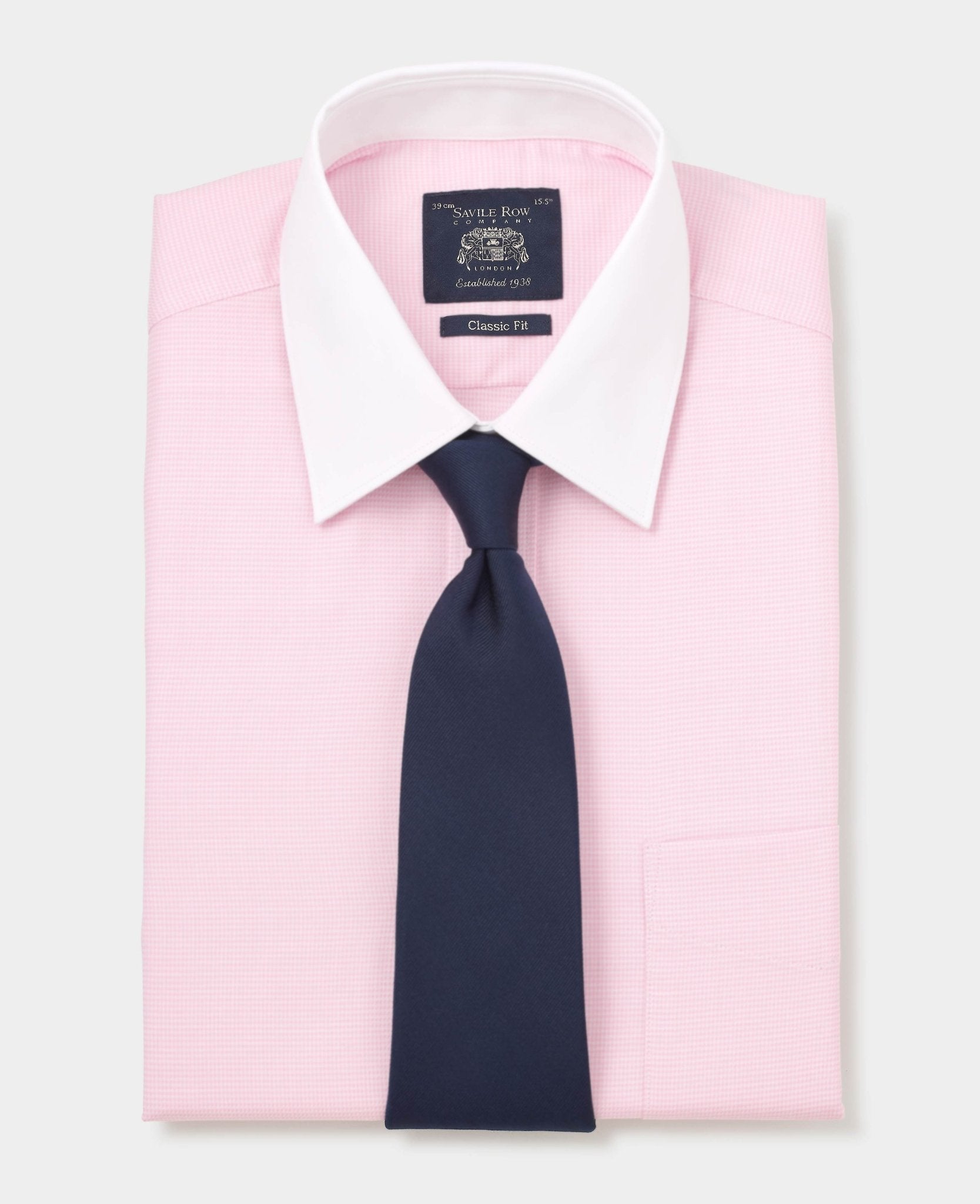 Men's Pink Textured Cotton Puppytooth Classic Fit Winchester