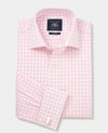Pink White Check Slim Fit Shirt - Double Cuff
