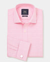 Pink White Cotton Prince of Wales Check Slim Fit Formal Shirt - Double Cuff