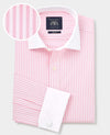 Pink White Cotton Striped Slim Fit Winchester Formal Shirt - Double Cuff