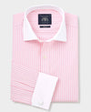 Pink White Cotton Striped Slim Fit Winchester Formal Shirt - Double Cuff