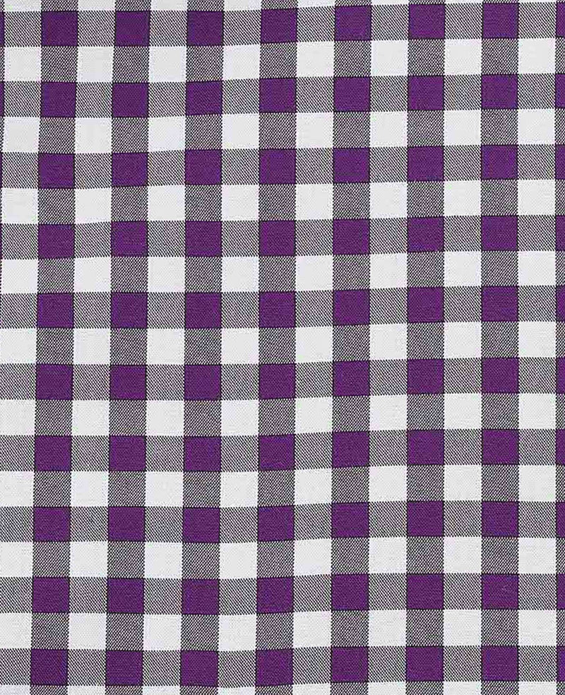 Men's Purple Gingham Check Classic Fit Formal Shirt With Single Cuffs fabric detail