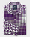Purple Cotton Poplin Gingham Check Classic Fit Formal Shirt - Single Cuff