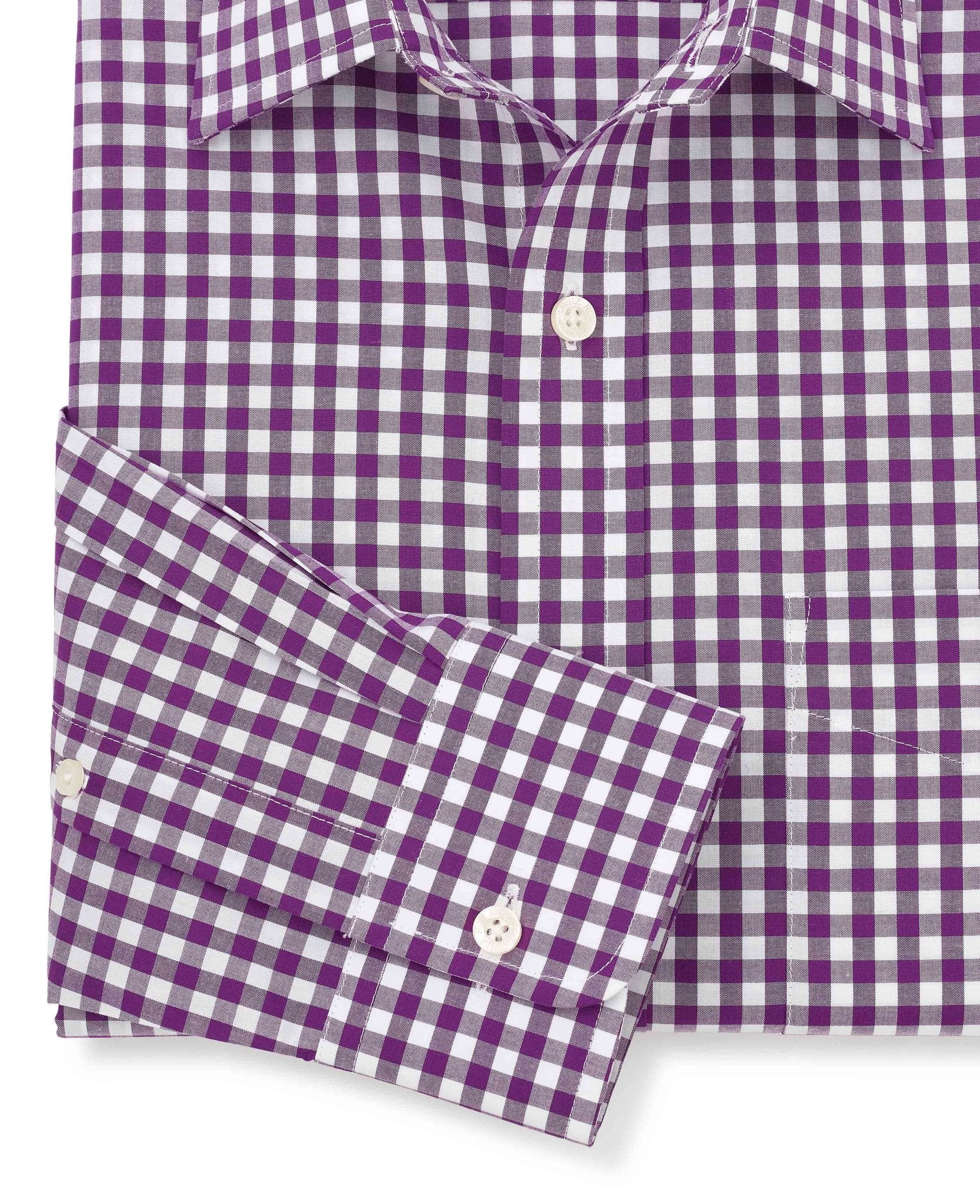 men's purple gingham dress shirt All-over Stretch L/S Plaid Button-down Dress Shirt - Izod Sportswear