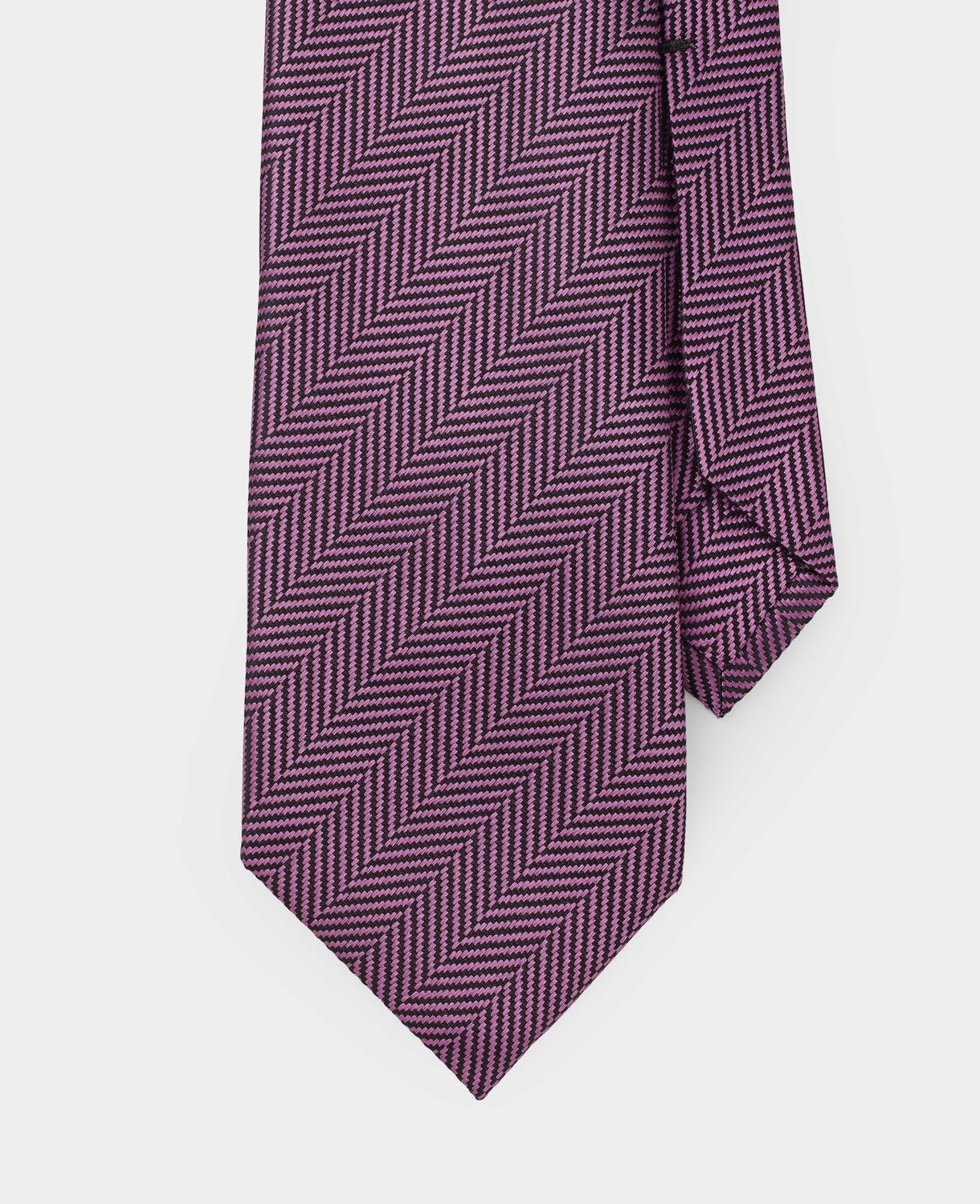 Men's Purple Herringbone Seven Fold Silk Tie