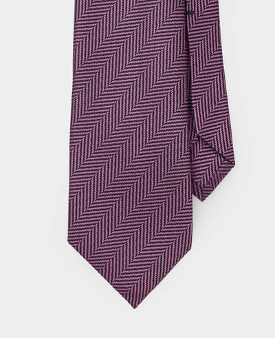 Men's Purple Herringbone Seven Fold Silk Tie
