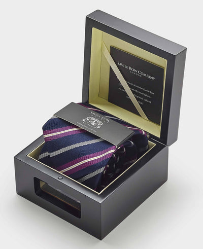 Purple Silk Striped Tie in Gift Box