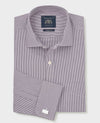 Purple Stripe Cotton Poplin Classic Fit Formal Shirt - Double Cuff