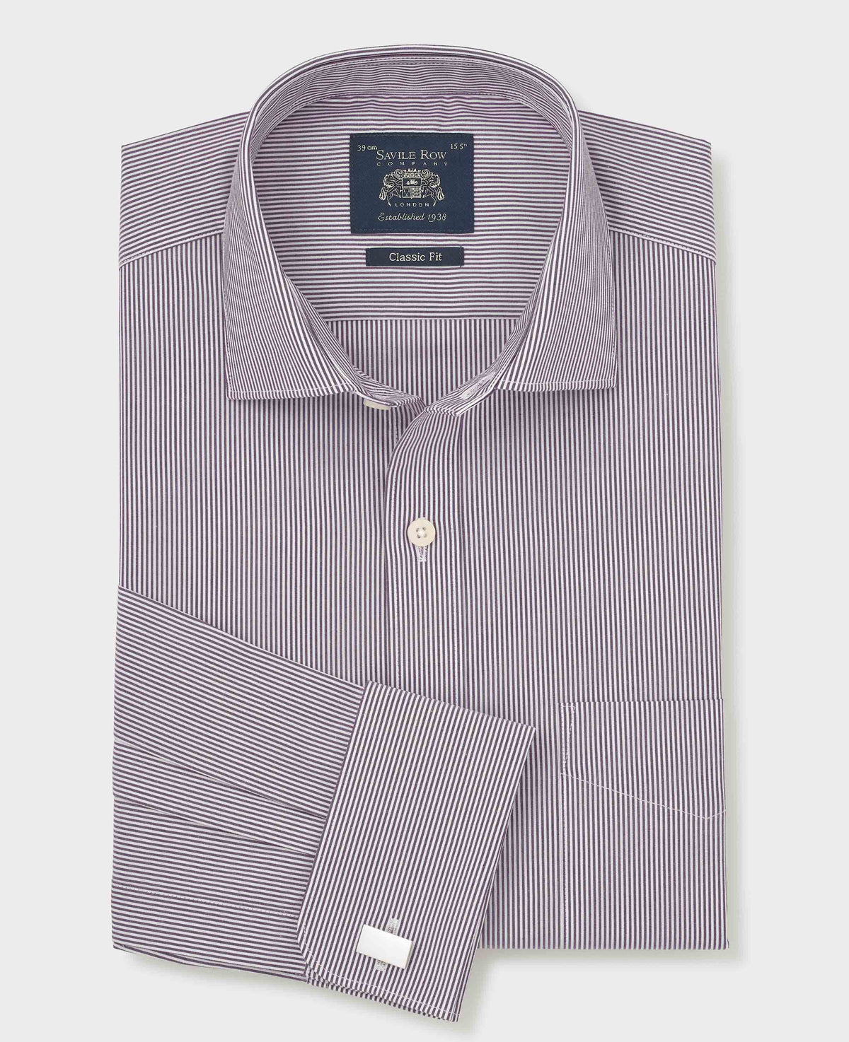 Purple Stripe Cotton Poplin Classic Fit Formal Shirt - Double Cuff