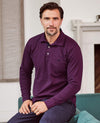 Deep purple Cotton-Pique Long Sleeve Polo Shirt