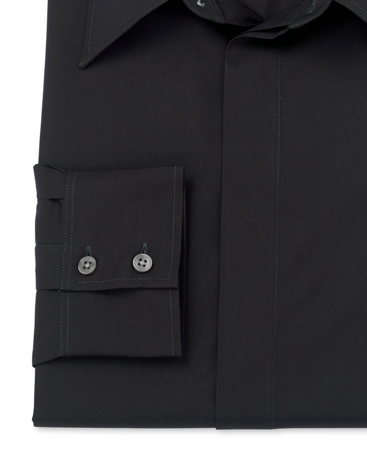 Quentin Dark Grey Poplin Made To Measure Shirt CUFF DETAIL