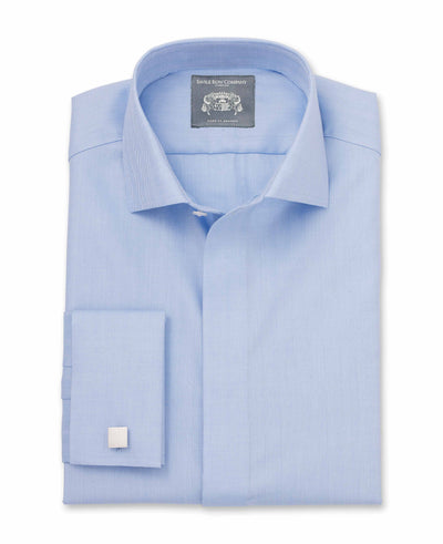 Men's Rafel blue herringbone made-to-measure shirt