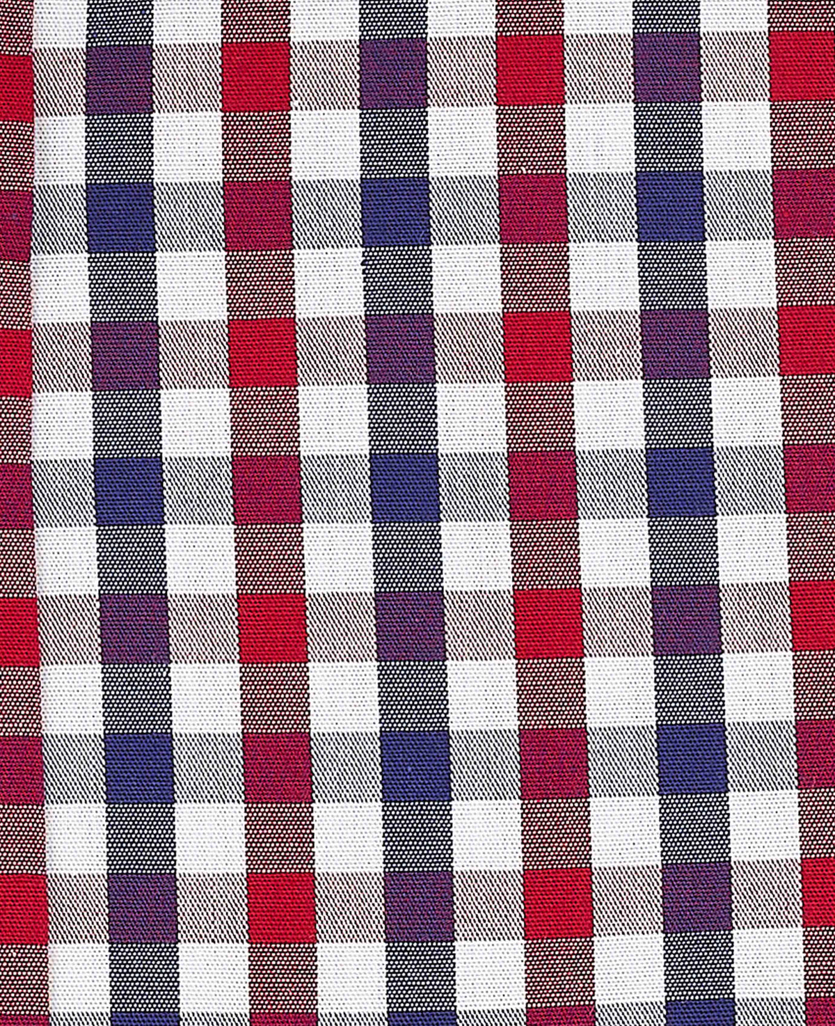 Men's Red Blue Poplin Gingham Check Slim Fit Casual Shirt fabric detail