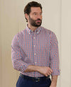 Red Blue Poplin Gingham Check Slim Fit Casual Shirt