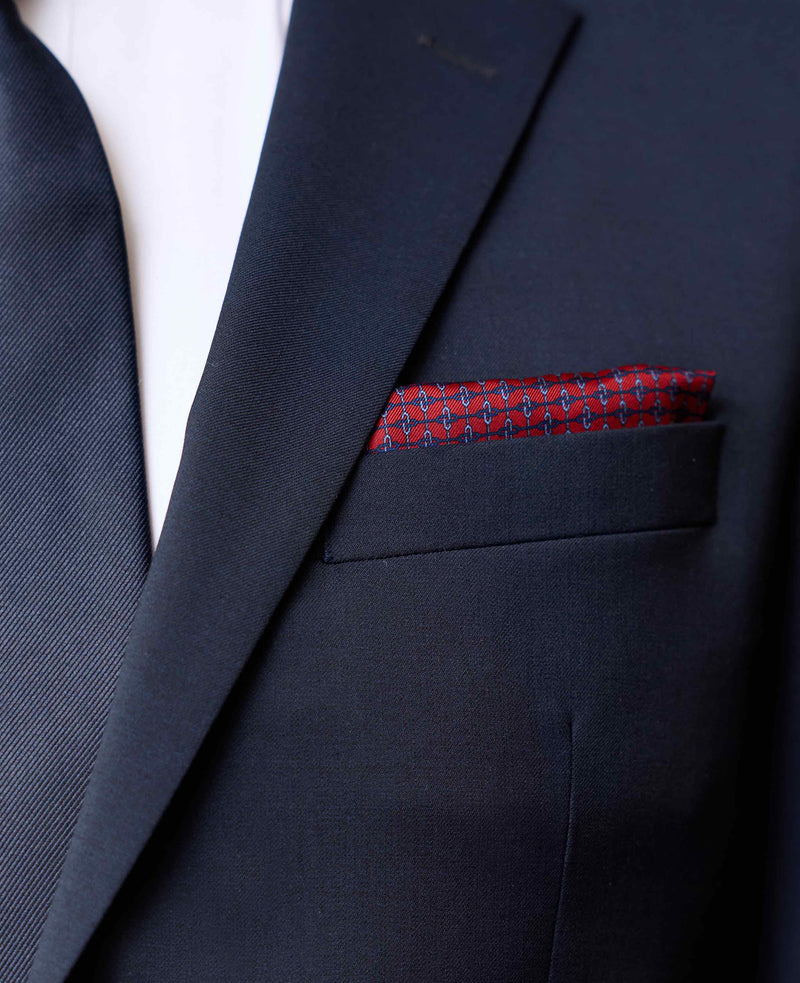 Red Chain Silk Pocket Square