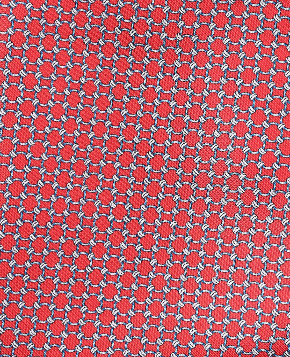 Men's Red Chain Silk Pocket Square fabric detail