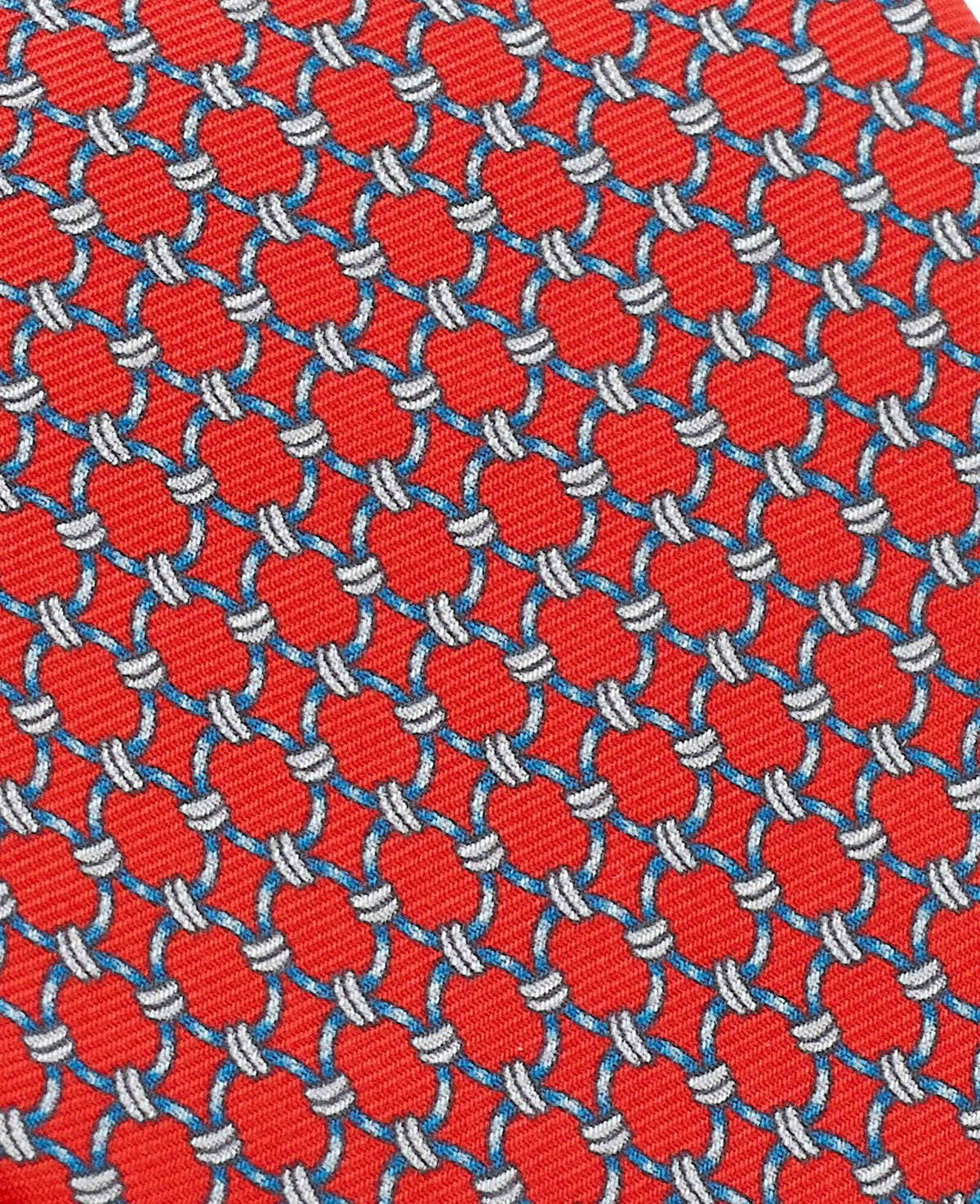 Men's Red Chain Silk Tie fabric detail