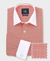 Red Cotton Prince of Wales Check Classic Fit Winchester Formal Shirt - Double Cuff