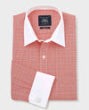 Red Cotton Prince of Wales Check Classic Fit Winchester Formal Shirt - Double Cuff