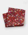 Red Floral Print Silk Pocket Square