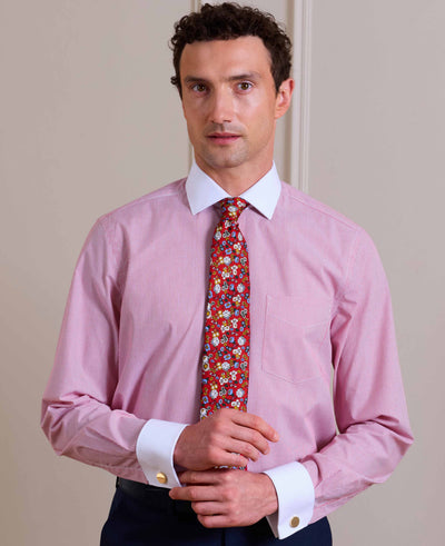 Red Floral Print Silk Tie