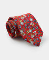 Red Floral Print Silk Tie