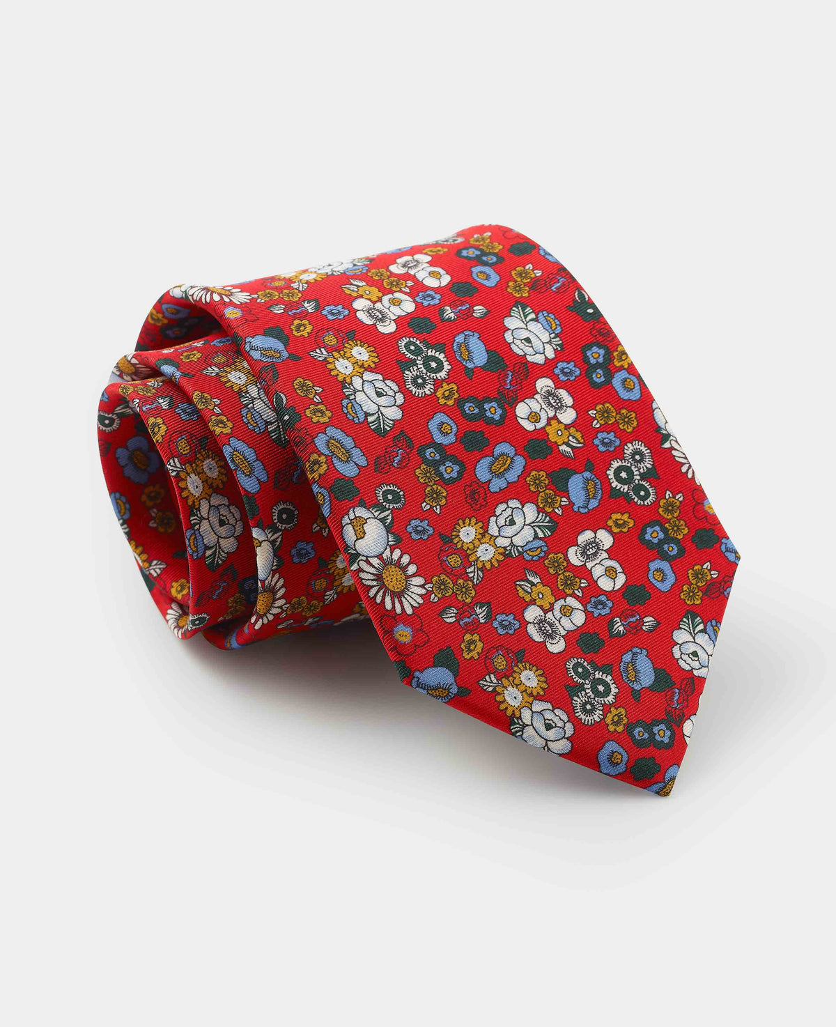 Men's Red Floral Print Silk Tie