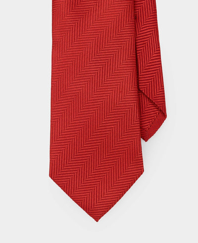 Red Herringbone Seven Fold Silk Tie
