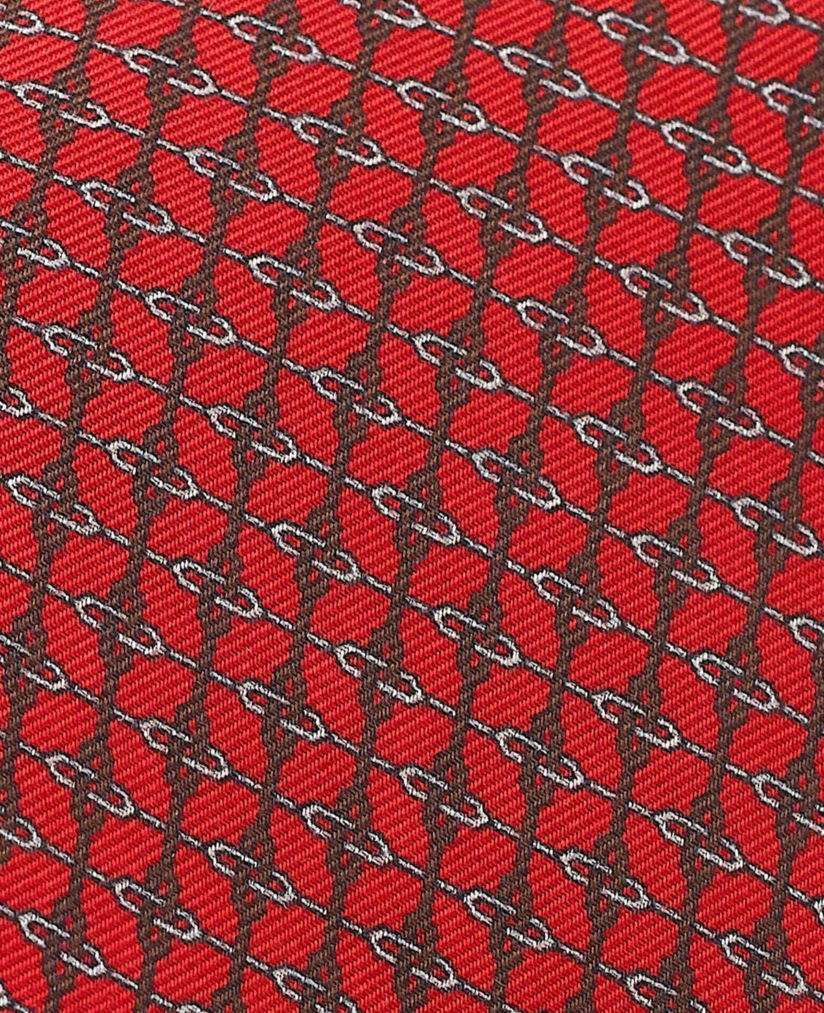 Men's Red Link Print Silk Tie fabric detail