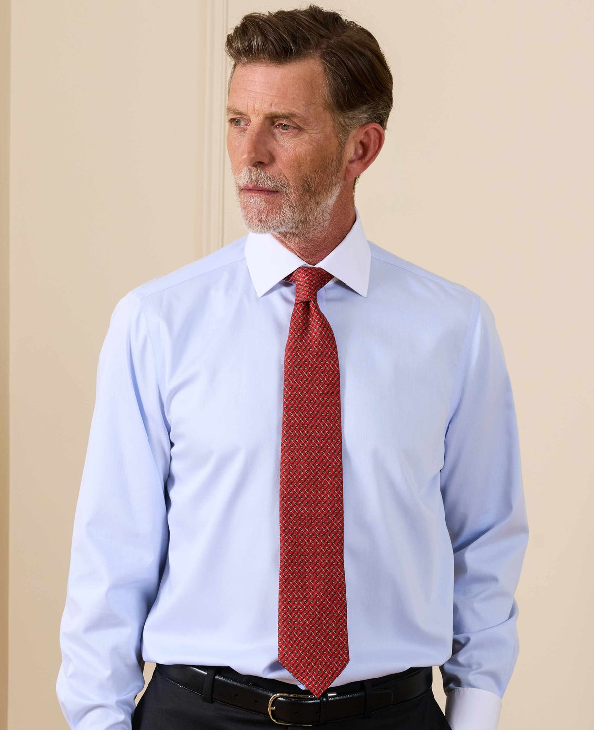 Red Link Print Silk Tie