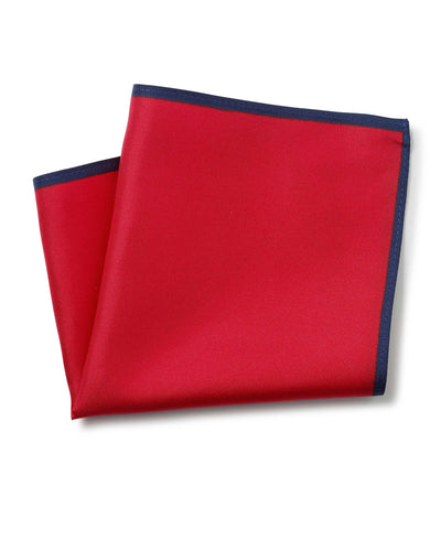 Men's Red & Navy Silk Pocket Square