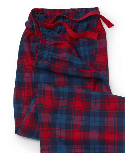 red navy check brushed cotton lounge pants mlp1124ren waist detail