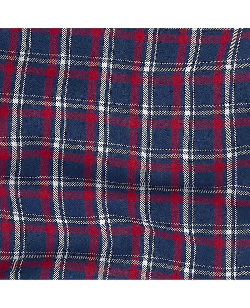 Red Navy White Check Brushed Cotton Lounge Pants