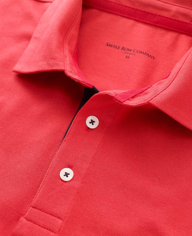 Red Short Sleeve Polo Shirt - Collar Detail - MPS650RPR