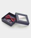 Red Silk Pinspot Self Bow Tie & Cufflink Set