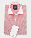 Red White Stripe Cotton Poplin Classic Fit Winchester Formal Shirt - Double Cuff