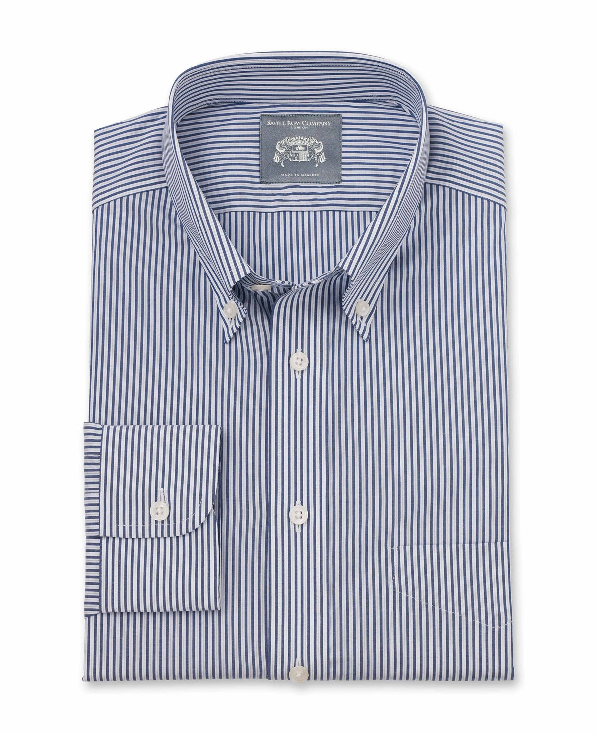 rudy navy white fine stripe made to measure shirt