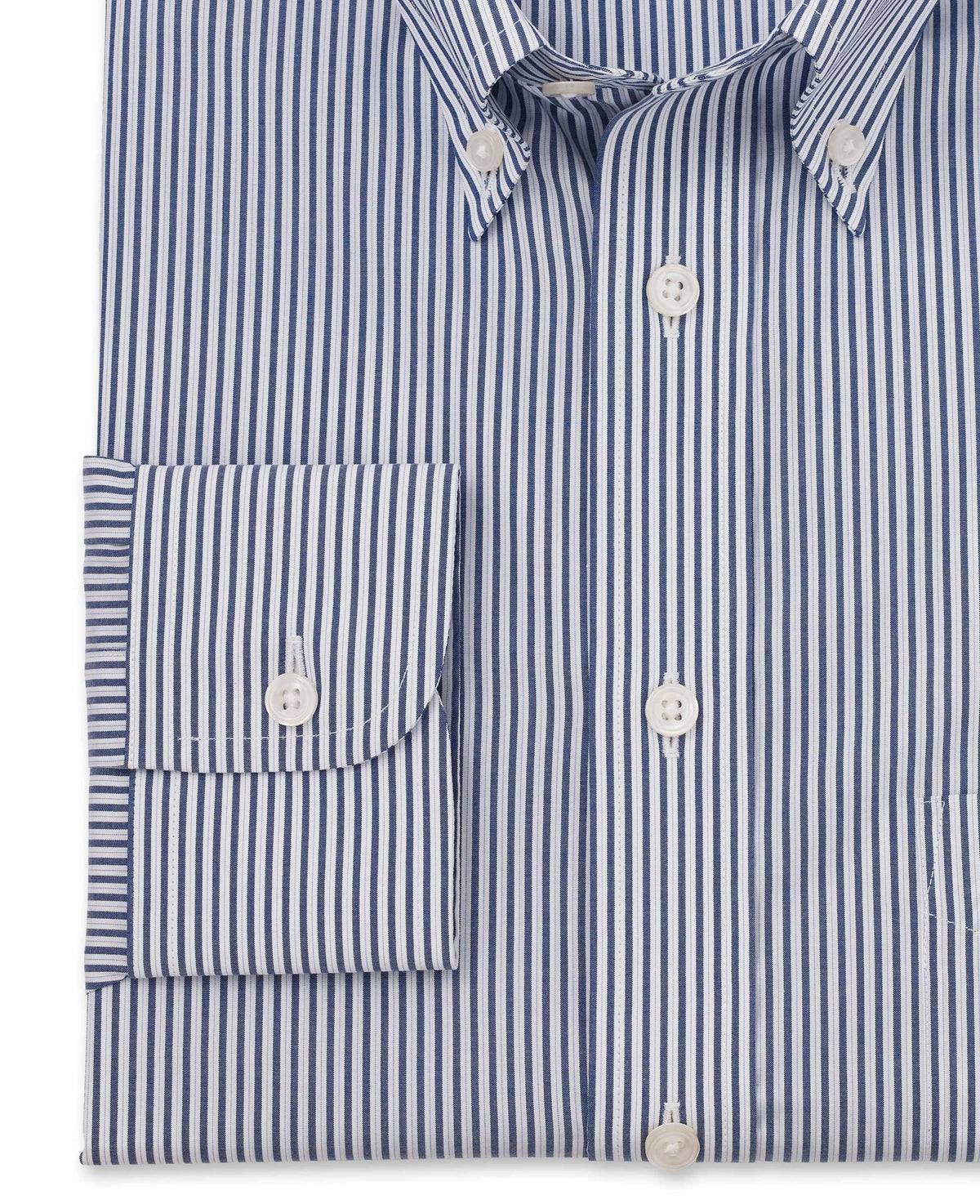 rudy navy white fine stripe made to measure shirt cuff detail