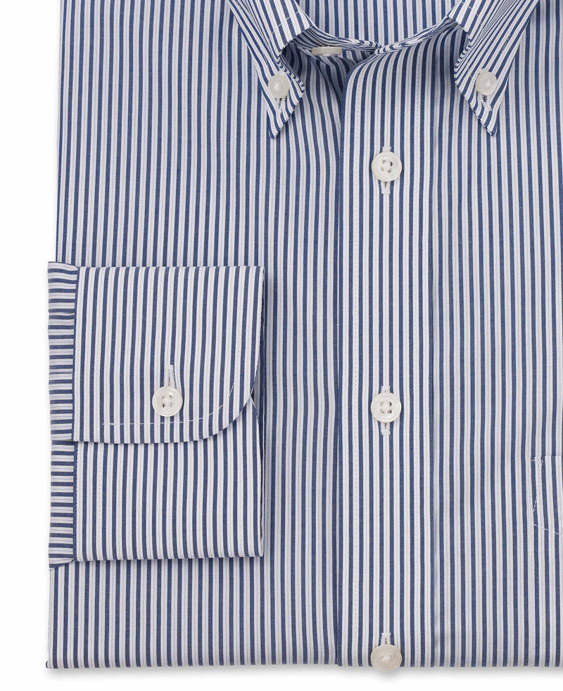 Rudy Navy White Fine Stripe Made-To-Measure Shirt