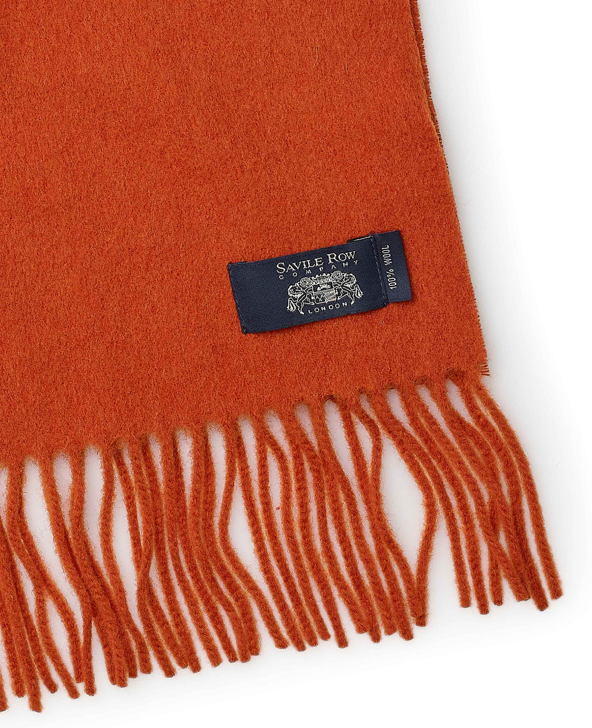 Rust Virgin Wool Fringed Scarf