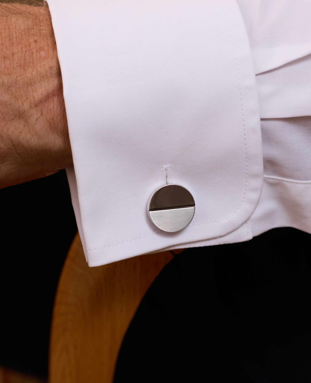 Silver Rhodium Plated Circle Cufflinks