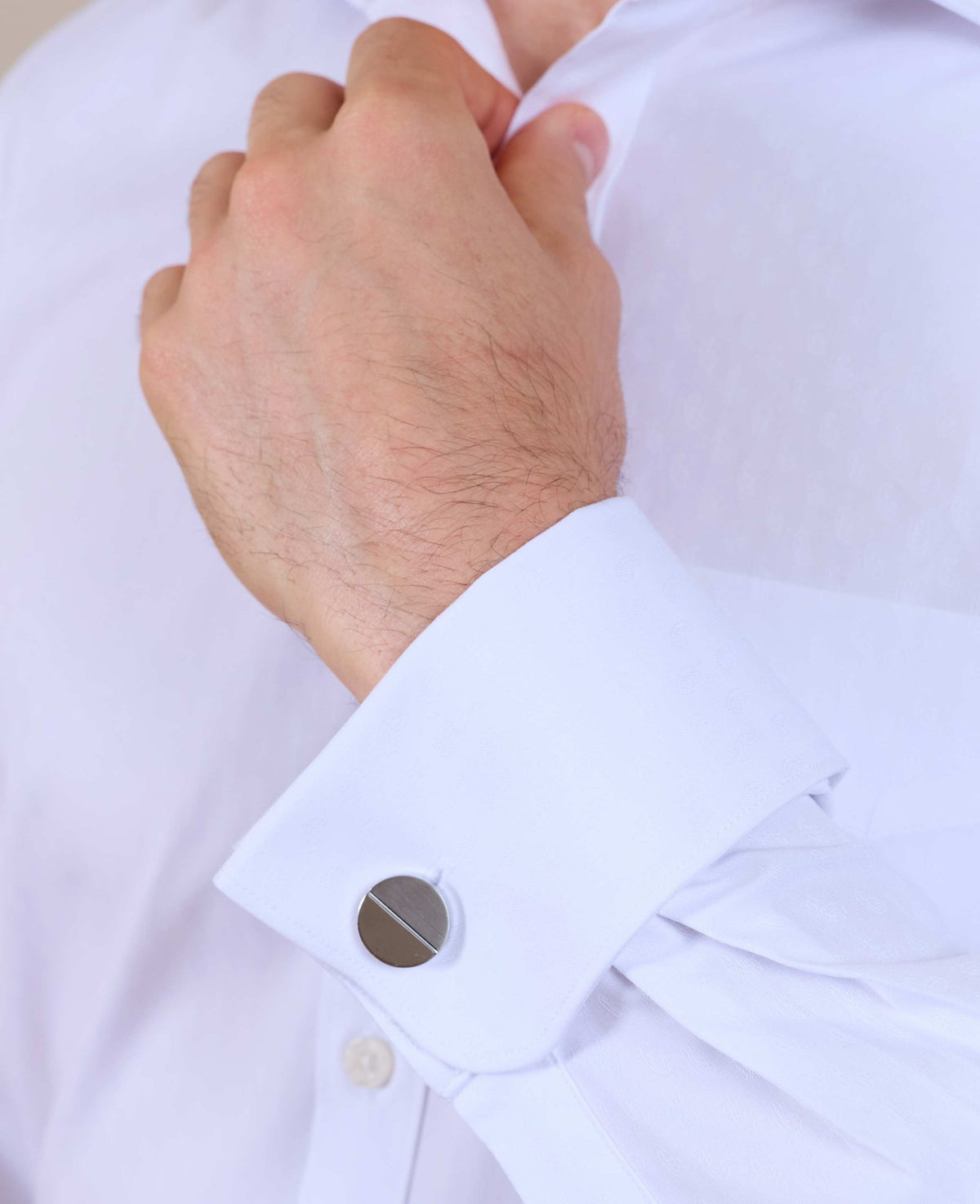 Silver Rhodium Plated Circle Cufflinks