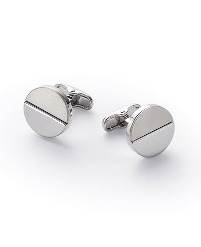 Silver Rhodium Plated Circle Cufflinks
