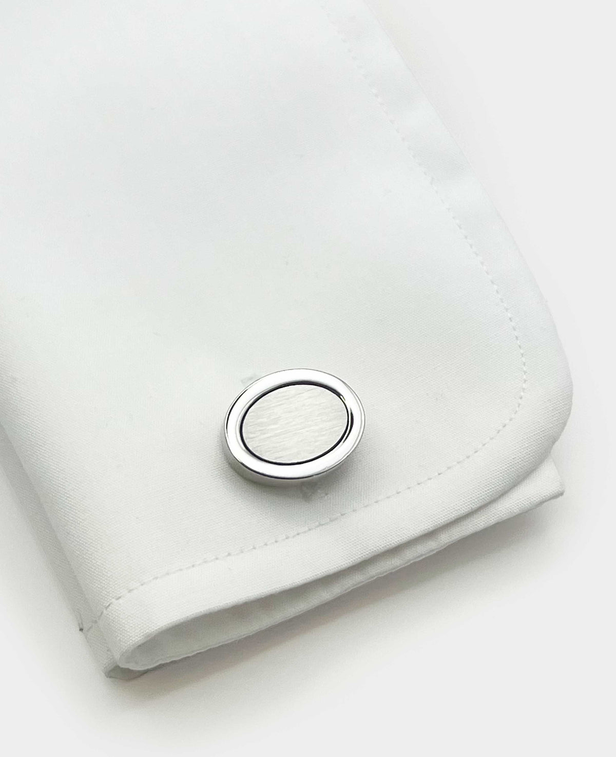 Silver Tone Rhodium Plated Oval Cufflinks